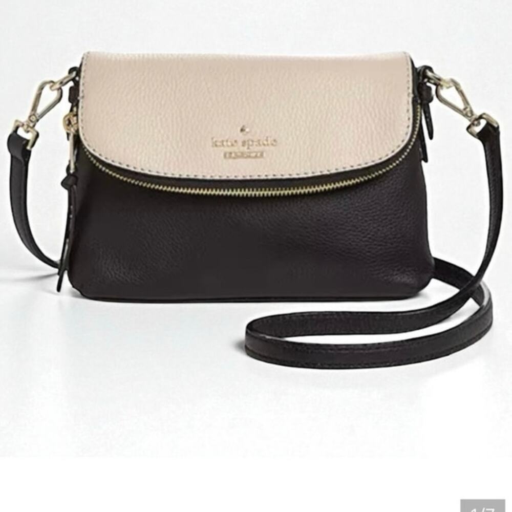 Kate Spade York Jackson Street Harlyn Crossbody Bag in Black/Soft Porcelain